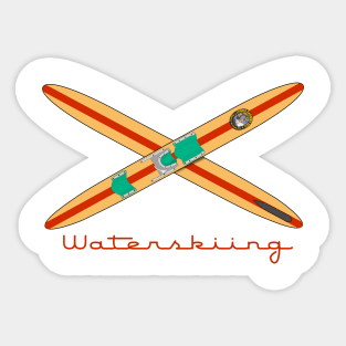 Classic Wooden Water Skis Sticker